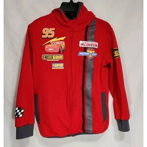 Disney Pixar Cars Lightning McQueen‎ Zip Up Hoodie Jacket Boys Size 7/8 Red